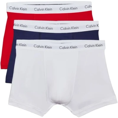 Abbildung von Calvin Klein Herren Boxershorts Low Rise TRUNK, 3er Pack U2664G, Ohne Eingriff, Mehrfarbig ( (I03 White/Red Ginger/Pyro Blue) ) Medium