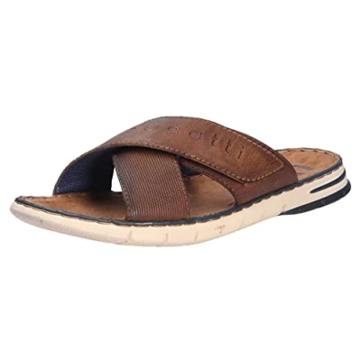 Abbildung von bugatti Herren Sommer Pantoletten aus Leder und Textil, Cognac, 40 EU