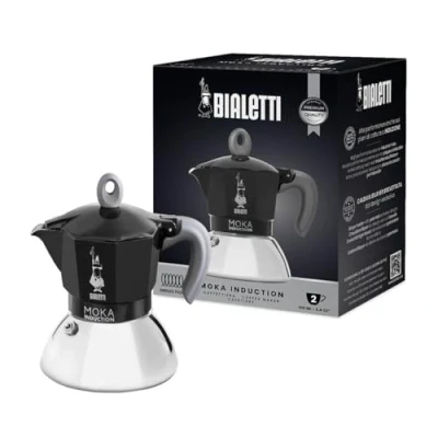 Abbildung von Bialetti Moka Induction, Kanne, Geeignet für Alle Herdarten, 2 Tassen Espresso (100ml), Schwarz