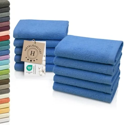 Abbildung von ZOLLNER 10er Set Seiftücher weiche und saugstarke Waschlappen waschbar bis 95C Baumwolle 30x30 cm in blau