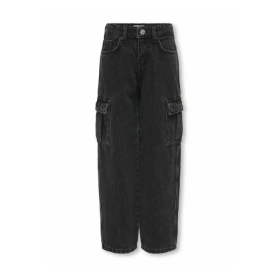 Abbildung von Kids ONLY MIT Weitem BEIN Jeans Relaxed Fit für Kinder, Größe: 116, Washed black