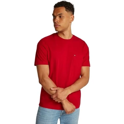 Abbildung von Tommy Hilfiger Essential Solid Pocket TEE Tshirt basic, Herren, Größe: Small, Medium red