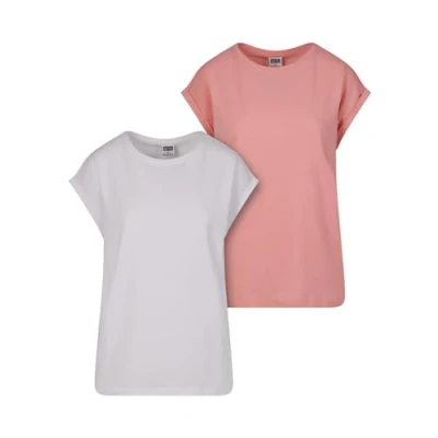 Abbildung von Urban Classics Extended Shoulder 2PACK Tshirt basic, Damen, Größe: Medium, Lemonadepink white