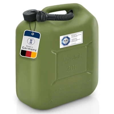 Abbildung von hünersdorff Kraftstoff Kanister STANDARD 20l für Benzin, Diesel und andere Gefahrgüter, UN Zulassung, made in Germany, TÜV geprüfter Produktion, oliv