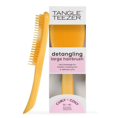 Abbildung von Tangle Teezer Große Ultimate Detangler Haarbürste Für Lockiges Haar 3C 4C &amp; Krauses Zweistufige Borsten Definieren Locken Reduzieren Frizz Gelb