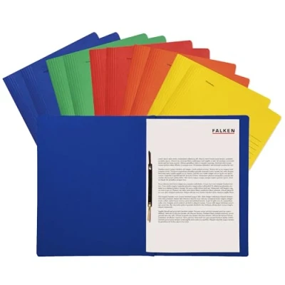 Abbildung von Original Falken 10er Pack Recycling Schnellhefter gefaltet DIN A4 Intensivfarben sortiert. Made in Germany Blauer Engel Hefter Papphefter Kartonschnellhefter Schulhefter Pappordner Mappe Schulordner