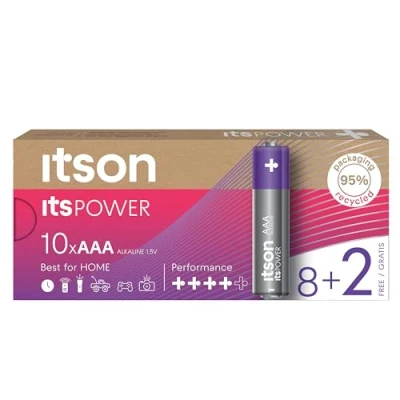 Abbildung von ITSON, Batterien AAA, 8 Stück, 1.5V, Alkaline Batterien, für Uhren, Taschenlampen, Fernbedienungen, umweltfreundliche Verpackung 95% recycelt