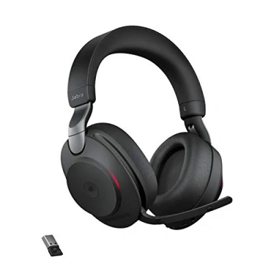 Abbildung von Jabra Evolve2 85 Wireless PC Headset Noise Cancelling Microsoft Teams Certified Stereo Headphones with Long Lasting Battery USB A Bluetooth Adapter Black