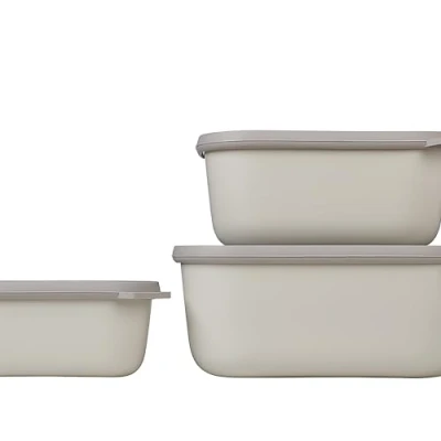 Abbildung von Mepal Multischale Cirqula Rectangular 3 teiliges Set Vorratsdosen mit Deckel Geignet als Aufbewahrungsbox, Kuhlschrank, Gefrierschrank &amp; Mikrowellengeschirr 750, 1500 3000 ml Nordic White
