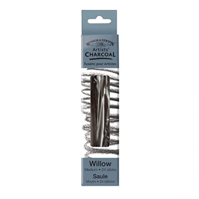 Abbildung von Winsor &amp; Newton 7005177 Natural Charcoal Zeichenkohle aus Weidenholz, deckende in Künstlerqualität ideal für Kohlezeichnungen mit hohen Kontrasten Mittel, 24 Stück