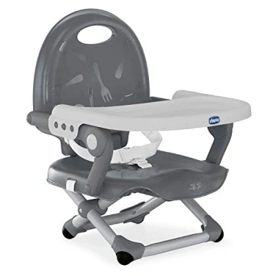 Abbildung von Chicco Pocket Snack Kindersitzerhöhung Esszimmerstuhl für Kinder von 6 Monaten bis 3 Jahren 15kg,tragbarer und verstellbarer Babyhochstuhl mit kompaktem Verschluss abnehmbarem Tablett DARK GREY