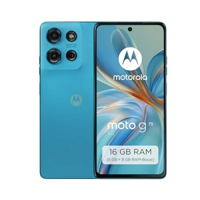 Abbildung von Motorola Moto g75 5G Smartphone (Robustes 6,78&quot; Display Dank Corning Gorilla Glass 5, 8/256 GB, 50 MP Kamera, widerstandsfähig, extrem temperaturbeständig) Aqua Blue, inkl. Schutzcover