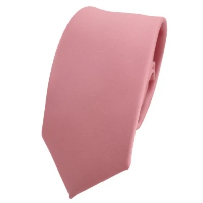 Abbildung von TigerTie Herren Krawatte 6 cm schmale Satin Tie in rosa altrosa einfarbig uni Business, festliche Veranstaltungen und Freizeit