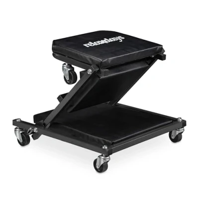 Abbildung von Relaxdays Rollbrett Werkstatt bis 150 kg, 2in1 Rollsitz &amp; Werkstattliege, klappbar, 360 drehbar, Auto, Stahl, schwarz