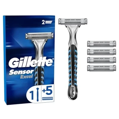 Abbildung von Gillette Sensor Excel Nassrasierer Herren, Rasierer + 3 Rasierklingen mit Doppelklinge, Geschenk Männer