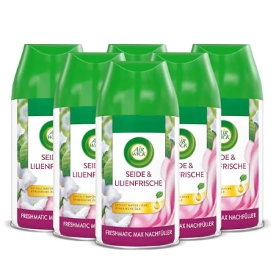 Abbildung von Air Wick Freshmatic Max Raumspray Nachfüller für den Duft: Seide und Lilienfrische 6 x 250 ml