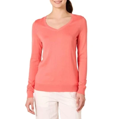 Abbildung von Amazon Essentials Damen Leichter, Langärmeliger Pullover Mit V Ausschnitt, Klassischer Schnitt (Erhältlich In Übergröße), Korallenrosa, S