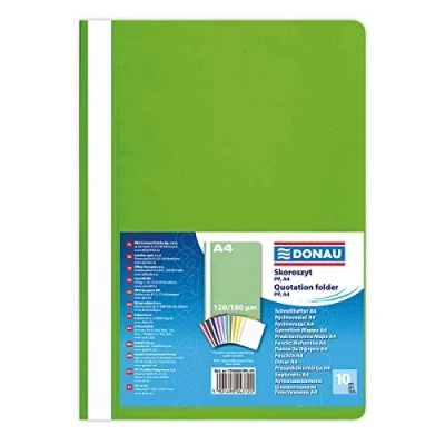 Abbildung von DONAU 1702001PL 41 Plastik Schnellhefter A4 Hellgrün/ Sichthefter Kunststoff aus öko PP Folie 120/180 µm/ mit transparentem Deckel/ für Büro und Schule/ Fassungsvermögen ca. 200 Blatt 10er Pack