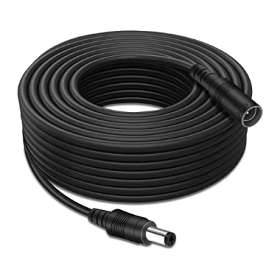 Abbildung von Tonton 5Meter Strom Verlängerungskabel Anschlusskabel DC 5.5 mm x 2.1 DC/Gleichstrom 15ft Verbinderkabel Verteiler Männlich zu Weiblich für Netzteil/Überwachungskamera usw. 5M(Schwarz)