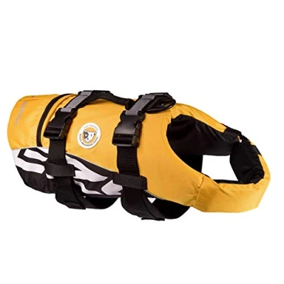 Abbildung von EzyDog DFD Schwimmweste Hund Hundeschwimmweste Schwimmwesten für Hunde Größenverstellbar mit Griff und Reflektoren (L, Gelb)