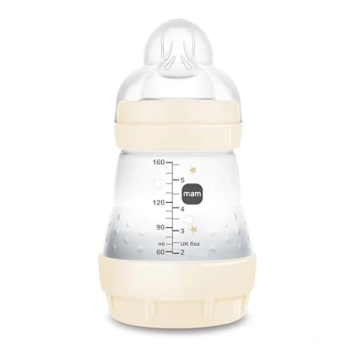 Abbildung von MAM Easy Start A119 Patentierte Anti Kolik Flasche mit 1 ultraweichen SkinSoftTM Silikonnippel, für Babys ab 0 Monaten, 160 ml, neutral, in 3 Minuten selbststerilisierbar