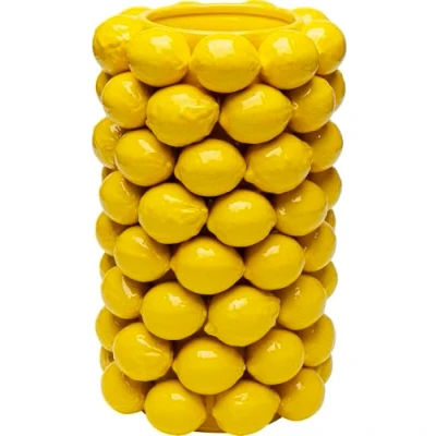 Abbildung von Kare Design Vase Lemon Juice, Gelb, Deko Vase, Blumenvase, Zitronen Motiv, Porzellan, handgearbeitet, Unikat, 43 cm (H)