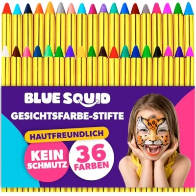 Abbildung von Blue Squid Kinderschminke Set, 36 Farben Gesichtsfarbe Schminkstifte, Kinder Schminkset Ideal für Partys Mädchen, Gesichtsfarben, Halloween, Fasching, Karnavel Professionelle Schminke