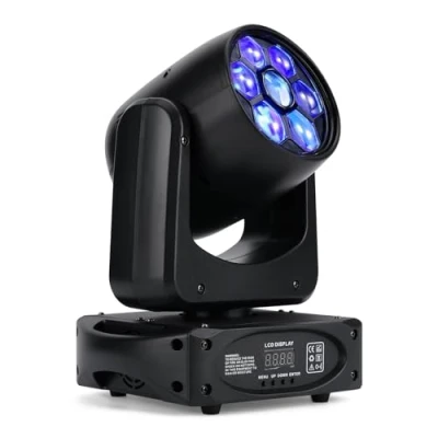 Abbildung von ZKYMZL 150W LED Bühnenlichter, Bienen Augen Design, 3 Prismen, bewegliche Lampenköpfe, 8 Gobos, Farben, 15 Kanäle, Strobe Lichter, DMX512 Steuerung für Club, Party, Hochzeit.