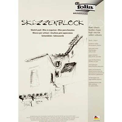 Abbildung von folia 8303 Skizzenblock, DIN A3, 120 g/qm, weiß, 50 Blatt hochfeines, weißes Zeichenpapier, chlorfrei