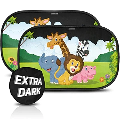 Abbildung von CARAMAZ Sonnenschutz Auto Baby mit UV Schutz Zertifiziert Opti Dark Saugnapf Seitenscheibe Autofenster Kinder Verdunklung 51x31cm, 2 Stück