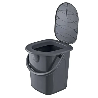Abbildung von BranQ Home essential, zu 100 % aus recyceltem Material hergestellt, Ökologisch, Mobile Campingtoilette 22 Ltr mit max. Tragkraft bis 120kg, ECO Grau