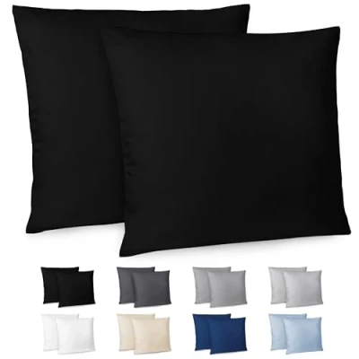 Abbildung von Dreamzie Kissenbezug 65x65 2er Set Kopfkissenbezug Schwarz mit Reißverschluss aus Mikrofaser Weich, cm Pillow Cover