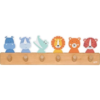 Abbildung von goki 60689 Garderobe Tierfreunde aus Holz mit niedlichen Tiermotiven