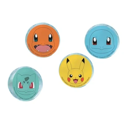 Abbildung von amscan 9917127 Offiziell lizenzierte Pokémon Hüpfbälle für Kindergeburtstage, 4 Stück, Mehrfarbig