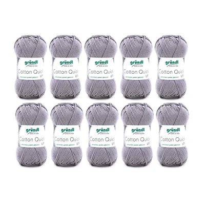 Abbildung von Gründl Cotton Quick Uni Strickgarn / Häkelgarn, 10 Knäuel à (farbenfrohes Garn aus 100% Baumwolle, OEKO TEX zertifiziert, 50 g 125 m, Nadelstärke: 3 4 ), Silbergrau