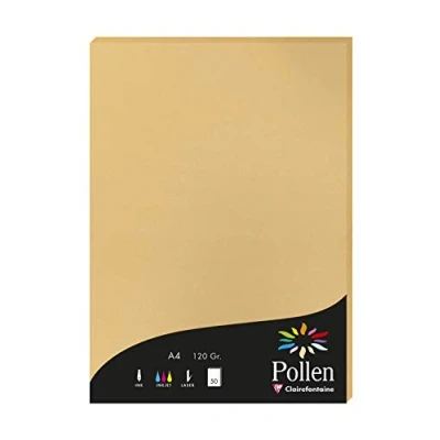Abbildung von Clairefontaine 4279C Packung mit 50 Karten Pollen 120g, DIN A4, 21 x 29,7cm, Karamel