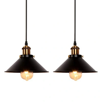 Abbildung von Newrays 2er Pack Industrie Retro Schwarz Eisen Küche Restaurant Bar Balkon Hängende Pendelleuchte