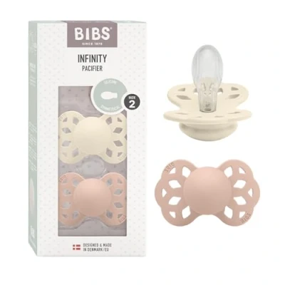 Abbildung von BIBS Infinity Symmetrischer Schnuller Zweierpackung, bisphenol A frei, Silikonsauger, Nippel. Silikon, 6 18 Monate (2er Pack), Ivory/Blush