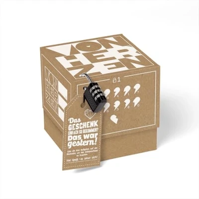 Abbildung von SURPRISA Geschenkbox, Rätselbox Happy Bday kreative Verpackung für Geburtstagsgeschenke und Gutscheine