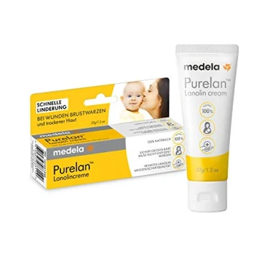 Abbildung von Medela Purelan 37 g Lanolincreme Schnelle Hilfe bei beanspruchten Brustwarzen und trockener Haut 100 % natürlich, hypoallergen, dermatologisch getestet frei von Duftstoffen