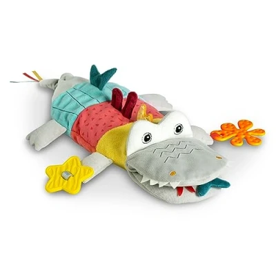 Abbildung von Fehn Handpuppe Baby Spielzeug Krokodil Kuscheltier mit Rassel, Raschelpapier, Beißer und Quietsche Babyspielzeug Knisterspielzeug für Babys Kleinkinder ab 6+ Monaten