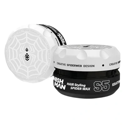 Abbildung von Nishman Aqua Spider Wax 150ML Starker Halt, Glänzendes Finish und Flexibles Styling für Jeden Haartyp Langanhaltende Feuchtigkeit Leicht Auswaschbares Haarwachs (150ML, S5 Keratin White)