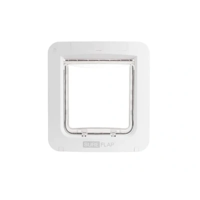 Abbildung von Sure Petcare SureFlap Mikrochip Haustierklappe Connect, kompatibel mit RFID Halsbandanhänger und Mikrochip, Steuerung über App, Hub erforderlich, 4 x C Batterien weiß