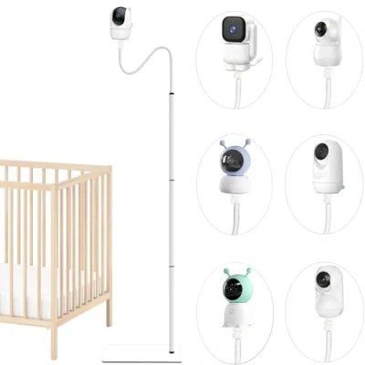 Abbildung von Derebir Babyphone Halterung kompatibel mit GHB ‎5 Zoll/BOIFUN ‎BABY 6T/momcozy ‎BM01 Kamera, Starker Kamerahalter, Ständer für mehr Sicherheit(68,5 inch)