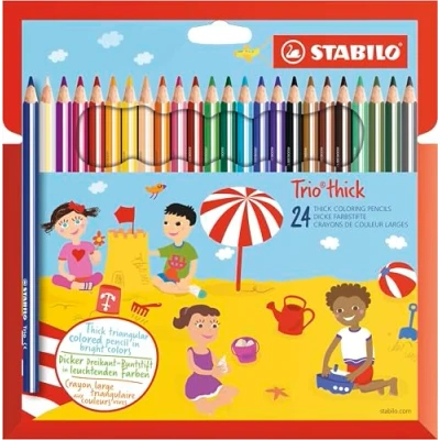 Abbildung von Dreikant Buntstift STABILO Trio dick 24er Pack mit 24 verschiedenen Farben
