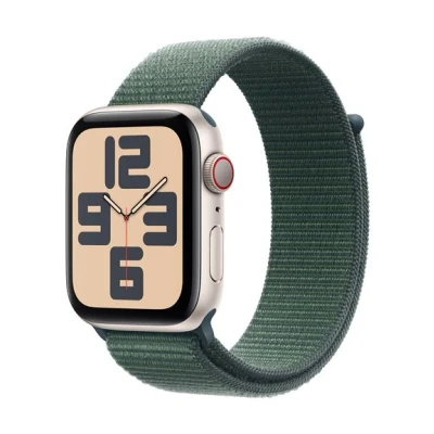 Abbildung von Apple Watch SE 2024 4G 44mm Gold (Grünes Nylon Armband)