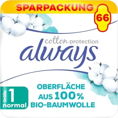 Abbildung von Always Ultra Binden Damen Gr. 1, Cotton Protection Normal, 66 Damenbinden mit Flügeln (3 x 22 Stück), Monatspaket, ultradünn und super absorbierend