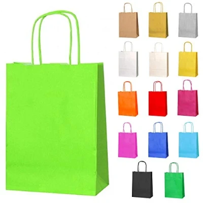 Abbildung von Thepaperbagstore 5 Papiertüten für Partys und Geschenke mit Griffen Hellgrün 180x220x80mm