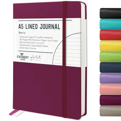 Abbildung von STATIONERY ISLAND Notizbuch a5 Liniert, Journal Hardcover mit 120 g/m² Dickem Papier, 180 Seiten Tagebuch, Notebook für Mädchen, Reisetagebuch, Planen, Lernen, Schreiben