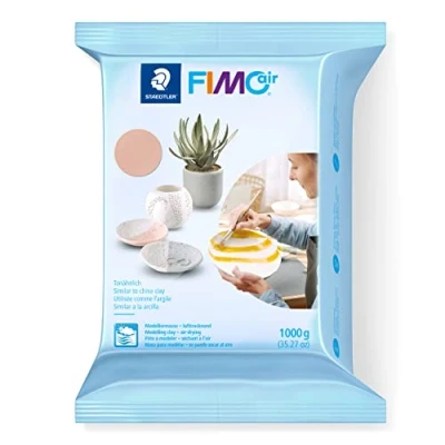 Abbildung von STAEDTLER lufttrocknende Modelliermasse FIMO air, blassrosa, sofort gebrauchsfähig, kein Brennvorgang notwendig, 1000g, angenehme Haptik, klebt nicht, mind. 95% natürliche Rohstoffe, 8101 43
